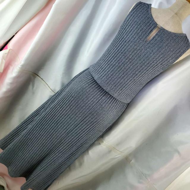 込み★ジーナシス★重ね着風ニットノースリロングワンピース★F★ < ブランド  込み★ジーナシス★重ね着風ニットノースリロングワンピース★F★ < ブランドの