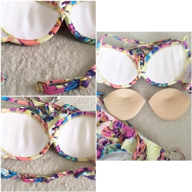 レモンイエローフラワーフリルビキニ水着リボンタッセルリゾート < 女性ファッション レモンイエローフラワーフリルビキニ水着リボンタッセルリゾート < 女性ファッションの