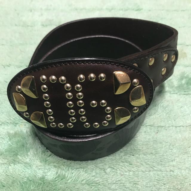 正規品 ドルチェ&ガッバーナ スタッズ レザーベルト 茶×金 85cm < ブランド  正規品 ドルチェ&ガッバーナ スタッズ レザーベルト 茶×金 85cm  < ブランドの
