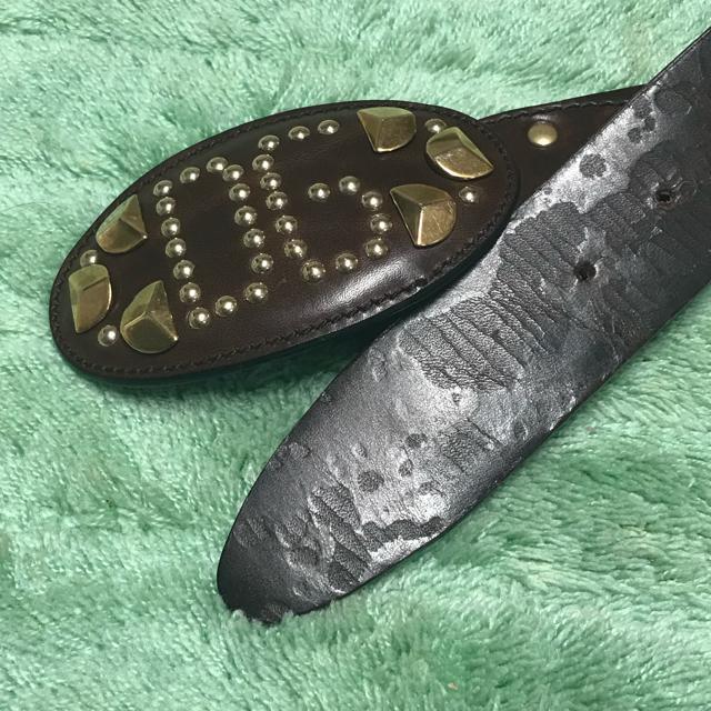 正規品 ドルチェ&ガッバーナ スタッズ レザーベルト 茶×金 85cm < ブランド  正規品 ドルチェ&ガッバーナ スタッズ レザーベルト 茶×金 85cm < ブランドの
