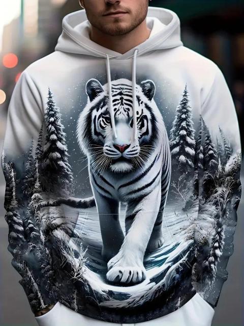 超お買い得1690円★メンズ タイガー&ツリー プリント フード付きスウェットシャツ、  長袖  USAサイズM(日本サイズXL) < 男性ファッション  超お買い得1690円★メンズ タイガー&ツリー プリント フード付きスウェットシャツ、  長袖  USAサイズM(日本サイズXL)  < 男性ファッションの