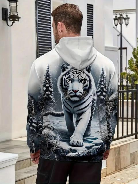 超お買い得1690円★メンズ タイガー&ツリー プリント フード付きスウェットシャツ、  長袖  USAサイズM(日本サイズXL) < 男性ファッション  超お買い得1690円★メンズ タイガー&ツリー プリント フード付きスウェットシャツ、  長袖  USAサイズM(日本サイズXL) < 男性ファッションの