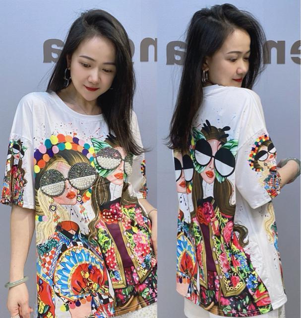 ゆったりtシャツ キラキララインストーン パール付き サングラスガール ホワイト 大きいサイズ < 女性ファッション ゆったりtシャツ キラキララインストーン パール付き サングラスガール ホワイト 大きいサイズ < 女性ファッションの