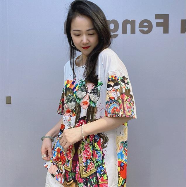 ゆったりtシャツ キラキララインストーン パール付き サングラスガール ホワイト 大きいサイズ < 女性ファッション ゆったりtシャツ キラキララインストーン パール付き サングラスガール ホワイト 大きいサイズ < 女性ファッションの