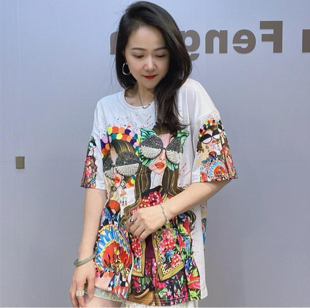 ゆったりtシャツ キラキララインストーン パール付き サングラスガール ホワイト 大きいサイズ < 女性ファッション ゆったりtシャツ キラキララインストーン パール付き サングラスガール ホワイト 大きいサイズ < 女性ファッションの