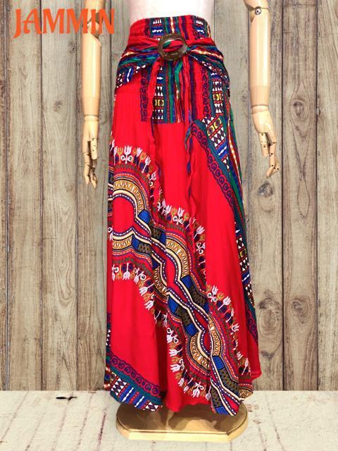 アフリカン柄フレアスカート 赤 エスニック アフリカン アジアン ヒッピー < 女性ファッション  アフリカン柄フレアスカート 赤 エスニック アフリカン アジアン ヒッピー < 女性ファッションの