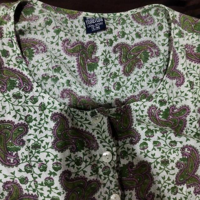 ペイズリー柄インド綿半袖ひざ丈ワンピース S/M < 女性ファッション ペイズリー柄インド綿半袖ひざ丈ワンピース S/M < 女性ファッションの