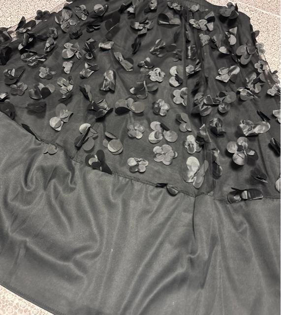 裏地付き フレアスカート ロング丈 蝶々&花柄 ブラック 大きいサイズ < 女性ファッション 裏地付き フレアスカート ロング丈 蝶々&花柄 ブラック 大きいサイズ < 女性ファッションの