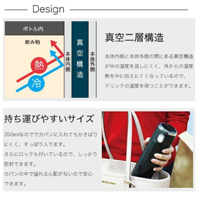 タッチで温度表示付き♪真空二層構造 片手ワンタッチ開閉ロック付 底滑り止め付 保温保冷 ステンレスボトル水筒 ピンク < レジャー/スポーツ  タッチで温度表示付き♪真空二層構造 片手ワンタッチ開閉ロック付 底滑り止め付 保温保冷 ステンレスボトル水筒 ピンク < レジャー/スポーツの