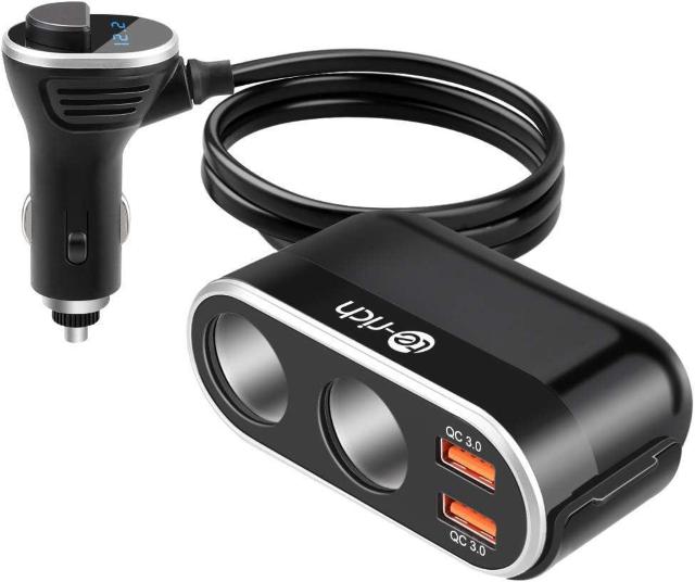 シガーソケット 2連 usb車載充電器 QC3.0急速充電 2USBポート 最大96W 12V/24V車対応 電圧測定 LED付き < 自動車/バイク シガーソケット 2連 usb車載充電器 QC3.0急速充電 2USBポート 最大96W 12V/24V車対応 電圧測定 LED付き < 自動車/バイク