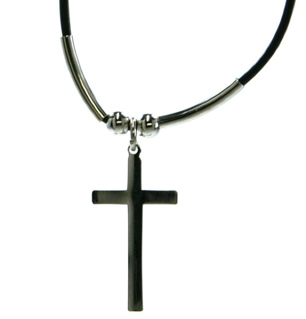 チョーカークロス 十字架 トップ モチーフ シルバー ブラック ゴシック パンクロック ネックレス ペンダント アクセサリー < 男性アクセサリー/時計  チョーカークロス 十字架 トップ モチーフ シルバー ブラック ゴシック パンクロック ネックレス ペンダント アクセサリー < 男性アクセサリー/時計の