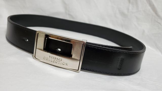 正規 ヴェルサーチ コレクション クラシック アイコンロゴ L スクエアブロックオープン プレートバックル レザーベルト黒 調節可 < ブランド 正規 ヴェルサーチ コレクション クラシック アイコンロゴ L スクエアブロックオープン プレートバックル レザーベルト黒 調節可 < ブランドの