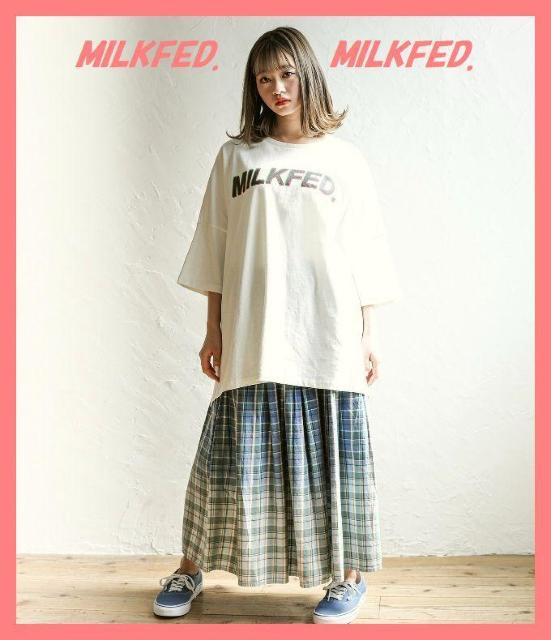 ☆ミルクフェド☆美品☆完売チェックコットンフレアロングスカート☆ブルー < ブランド ☆ミルクフェド☆美品☆完売チェックコットンフレアロングスカート☆ブルー < ブランドの