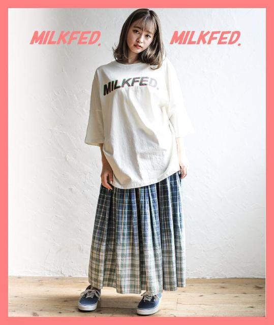 ☆ミルクフェド☆美品☆完売チェックコットンフレアロングスカート☆ブルー < ブランド ☆ミルクフェド☆美品☆完売チェックコットンフレアロングスカート☆ブルー < ブランドの