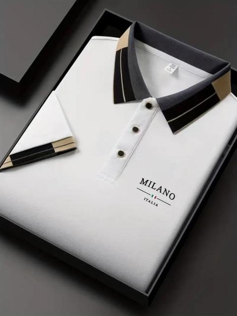 超お買い得1490円★「MILANO ITALIA」文字プリントのメンズ軽量ソフトポロシャツ USAサイズS(日本サイズL相当)白 < 男性ファッション  超お買い得1490円★「MILANO ITALIA」文字プリントのメンズ軽量ソフトポロシャツ USAサイズS(日本サイズL相当)白  < 男性ファッションの
