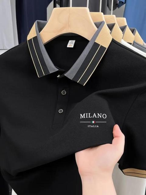 超お買い得1490円★「MILANO ITALIA」文字プリントのメンズ軽量ソフトポロシャツ USAサイズS(日本サイズL相当)白 < 男性ファッション  超お買い得1490円★「MILANO ITALIA」文字プリントのメンズ軽量ソフトポロシャツ USAサイズS(日本サイズL相当)白 < 男性ファッションの