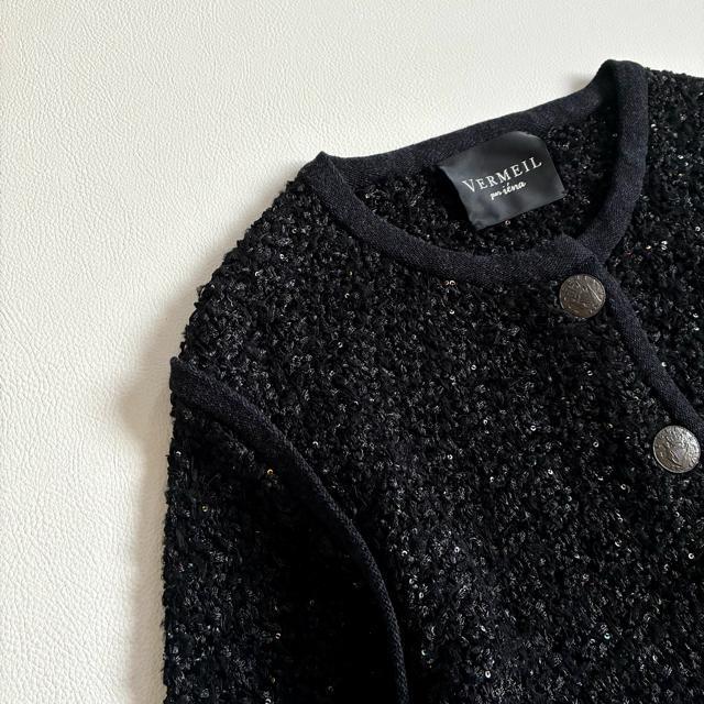 ◆美品◆ヴェルメイユパーイエナ◆24AW◆ツイードニットカーディガン◆黒◆フリー < ブランド ◆美品◆ヴェルメイユパーイエナ◆24AW◆ツイードニットカーディガン◆黒◆フリー < ブランドの
