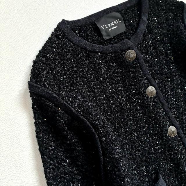 ◆美品◆ヴェルメイユパーイエナ◆24AW◆ツイードニットカーディガン◆黒◆フリー < ブランド ◆美品◆ヴェルメイユパーイエナ◆24AW◆ツイードニットカーディガン◆黒◆フリー < ブランドの