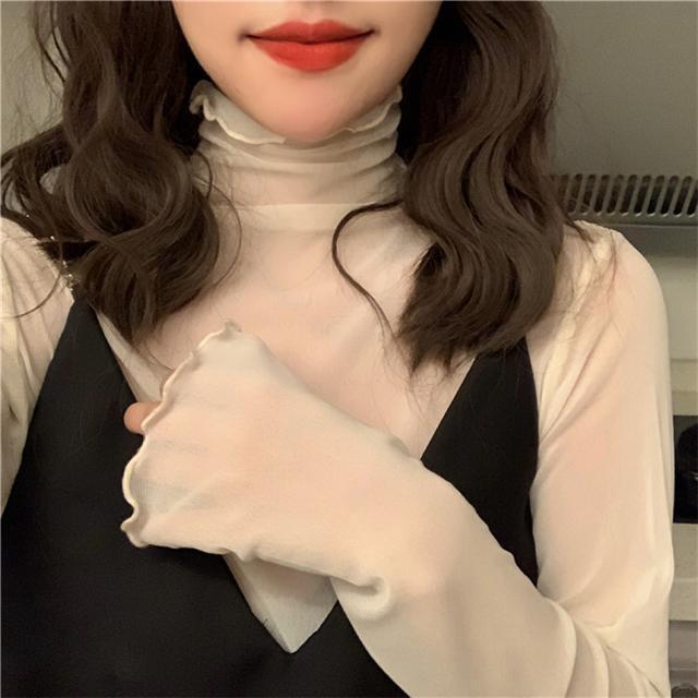 送料無料 新品レース 長袖 Tシャツ タートルネック イレギュラー トップス 6色 < 女性ファッション  送料無料 新品レース 長袖 Tシャツ タートルネック イレギュラー トップス 6色  < 女性ファッションの