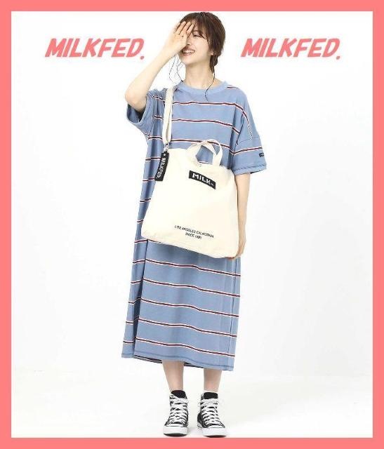 ☆ミルクフェド☆超美品☆完売ボーダーロゴロングカットソーワンピBU☆ < ブランド  ☆ミルクフェド☆超美品☆完売ボーダーロゴロングカットソーワンピBU☆  < ブランドの