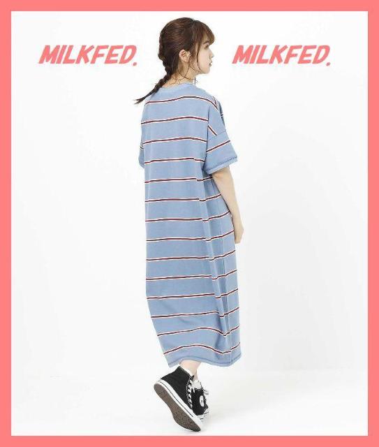 ☆ミルクフェド☆超美品☆完売ボーダーロゴロングカットソーワンピBU☆ < ブランド  ☆ミルクフェド☆超美品☆完売ボーダーロゴロングカットソーワンピBU☆ < ブランドの