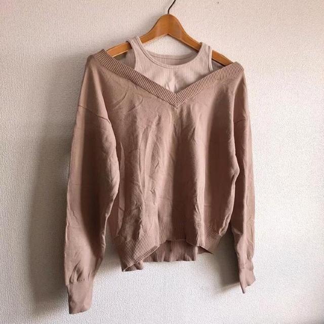 ◆FREE'S MART/フリーズマート◆レイヤード風Vネックニット★グレージュF*冬コーデ♪ < ブランド ◆FREE'S MART/フリーズマート◆レイヤード風Vネックニット★グレージュF*冬コーデ♪ < ブランドの