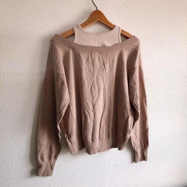 ◆FREE'S MART/フリーズマート◆レイヤード風Vネックニット★グレージュF*冬コーデ♪ < ブランド ◆FREE'S MART/フリーズマート◆レイヤード風Vネックニット★グレージュF*冬コーデ♪ < ブランドの