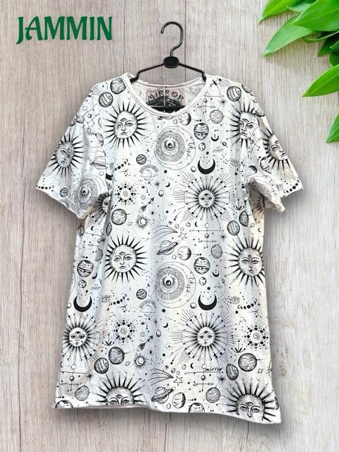 太陽月宇宙Tシャツ 太陽 月 宇宙 サンフェイス アジアン エスニック < 男性ファッション 太陽月宇宙Tシャツ 太陽 月 宇宙 サンフェイス アジアン エスニック < 男性ファッションの