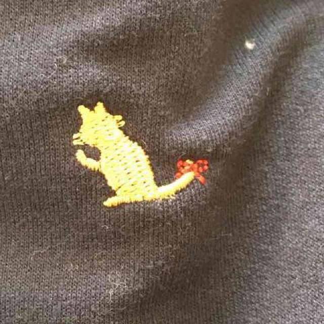 大きいサイズ3L・ワンポイントゴールド猫刺繍パーカー。ネイビ < 女性ファッション 大きいサイズ3L・ワンポイントゴールド猫刺繍パーカー。ネイビ < 女性ファッションの