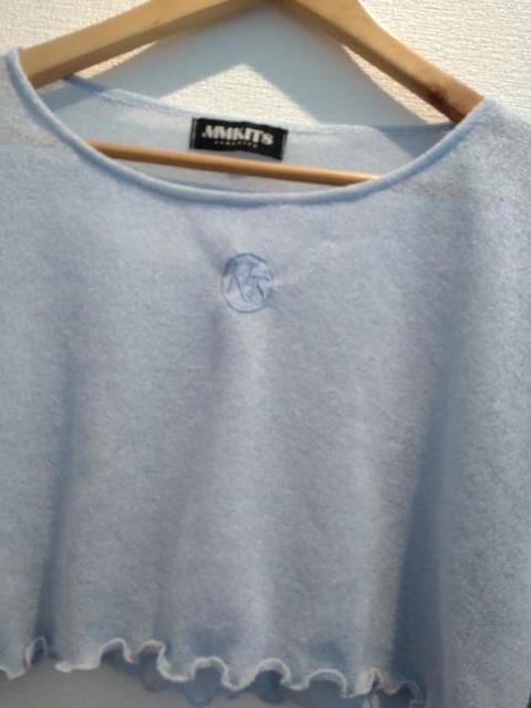 MOMC KITS◆ライトブルー シフォン ショート丈 カットソー リネン混 < 女性ファッション  MOMC KITS◆ライトブルー シフォン ショート丈 カットソー リネン混 < 女性ファッションの