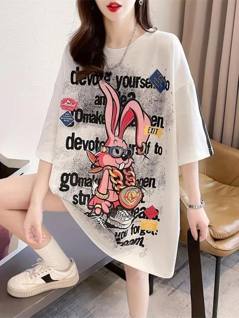 爆ヤス価格890円★女性用プラスサイズカジュアルTシャツ、生産的なキャラクタープリント フリーサイズ < 女性ファッション 爆ヤス価格890円★女性用プラスサイズカジュアルTシャツ、生産的なキャラクタープリント フリーサイズ < 女性ファッションの