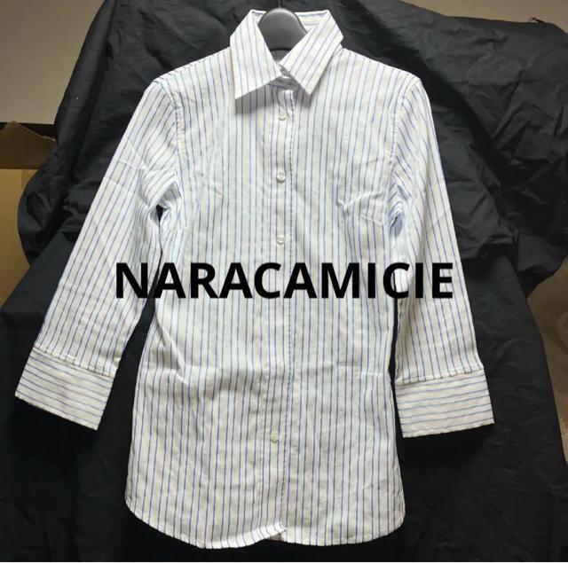 【ナラカミーチェ】 ストライプ / 七分袖 シャツ・ブラウス / ボタンダウン 長袖 コットン < ブランド 【ナラカミーチェ】 ストライプ / 七分袖 シャツ・ブラウス / ボタンダウン 長袖 コットン < ブランドの