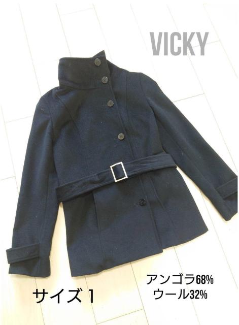 VICKY ビッキー アンゴラウールミドル丈コート ブラック サイズ1 < ブランド  VICKY ビッキー アンゴラウールミドル丈コート ブラック サイズ1  < ブランドの