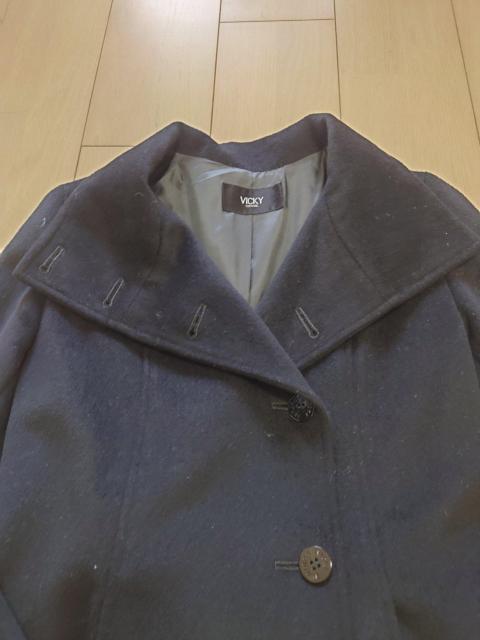 VICKY ビッキー アンゴラウールミドル丈コート ブラック サイズ1 < ブランド  VICKY ビッキー アンゴラウールミドル丈コート ブラック サイズ1 < ブランドの