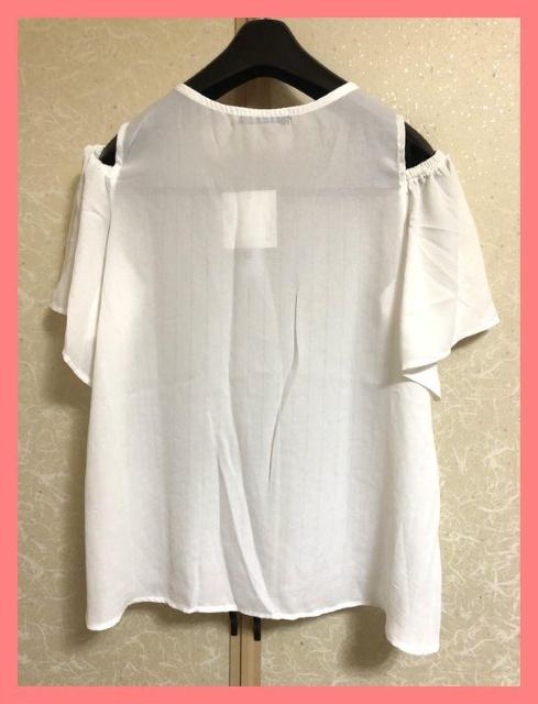 ☆新品☆ゆるカワ♪スタイルアップ♪レースストライプシフォンオフショルダーL☆ < 女性ファッション  ☆新品☆ゆるカワ♪スタイルアップ♪レースストライプシフォンオフショルダーL☆ < 女性ファッションの