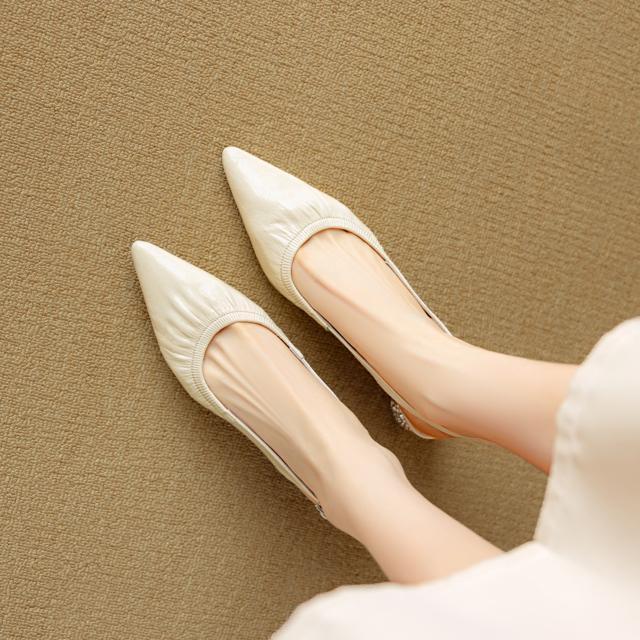 ポインテッドトゥハラコレザーバックストラップサンダルキラキラヒール全3色 < 女性ファッション  ポインテッドトゥハラコレザーバックストラップサンダルキラキラヒール全3色 < 女性ファッションの