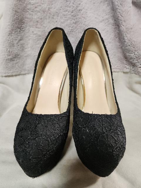美品 超ハイヒール15cm【黒レース】23.5p < 女性ファッション 美品 超ハイヒール15cm【黒レース】23.5p < 女性ファッションの