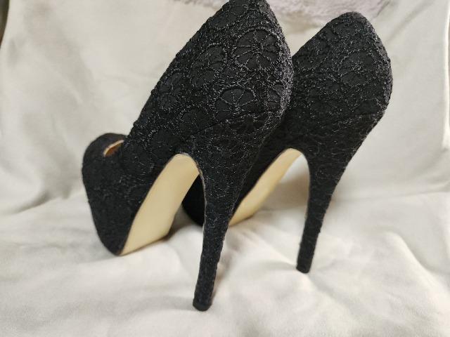 美品 超ハイヒール15cm【黒レース】23.5p < 女性ファッション 美品 超ハイヒール15cm【黒レース】23.5p < 女性ファッションの
