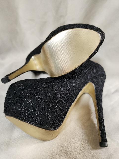 美品 超ハイヒール15cm【黒レース】23.5p < 女性ファッション 美品 超ハイヒール15cm【黒レース】23.5p < 女性ファッションの