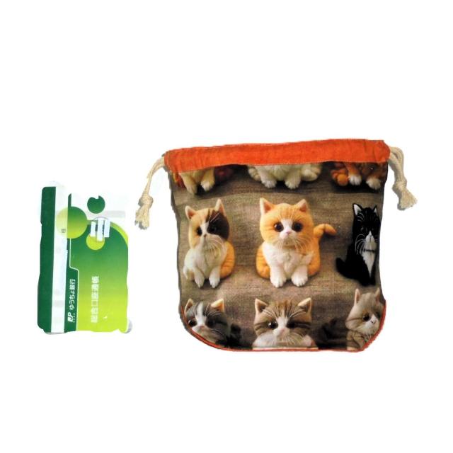 【底マチ幅が広い巾着】◆猫ぬいぐるみ×オレンジ◆裏地あり巾着 < 女性ファッション 【底マチ幅が広い巾着】◆猫ぬいぐるみ×オレンジ◆裏地あり巾着 < 女性ファッションの