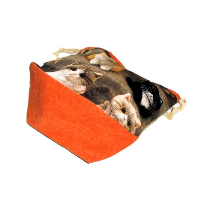 【底マチ幅が広い巾着】◆猫ぬいぐるみ×オレンジ◆裏地あり巾着 < 女性ファッション 【底マチ幅が広い巾着】◆猫ぬいぐるみ×オレンジ◆裏地あり巾着 < 女性ファッションの