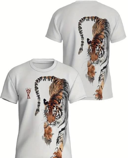 爆ヤス価格1290円★メンズ3DタイガーグラフィックTシャツ - 鮮やかな山と波のデザイン USAサイズM(日本サイズXL相当) < 男性ファッション 爆ヤス価格1290円★メンズ3DタイガーグラフィックTシャツ - 鮮やかな山と波のデザイン USAサイズM(日本サイズXL相当) < 男性ファッションの