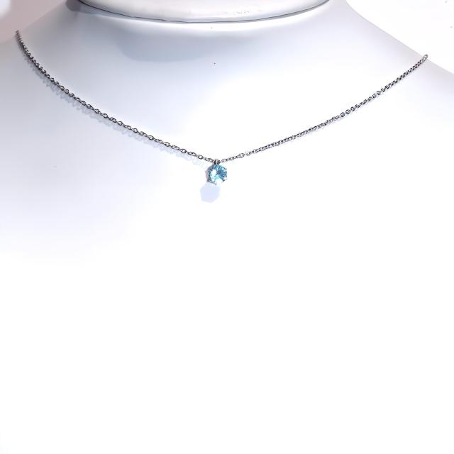 送料無料 即買い: 対アレルギーサージカルステンレス一粒スカイブルーCZネックレス < 女性アクセサリー/時計  送料無料 即買い: 対アレルギーサージカルステンレス一粒スカイブルーCZネックレス < 女性アクセサリー/時計の