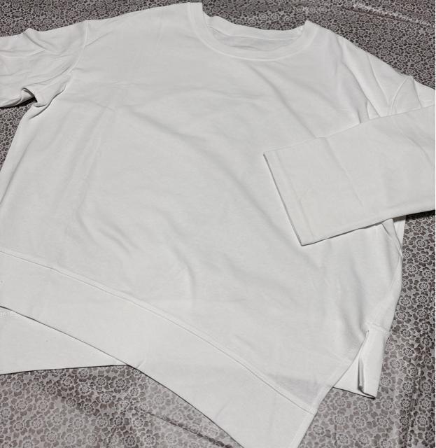 アシメ スリット入り トレーナー tシャツ ホワイト 大きいサイズ < 女性ファッション アシメ スリット入り トレーナー tシャツ ホワイト 大きいサイズ < 女性ファッションの