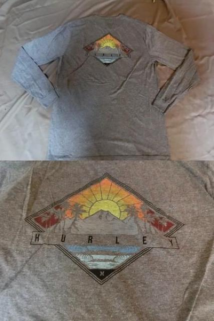 ハーレー海岸線夕暮れ胸バックプリント入り ロングT US M灰 < ブランド  ハーレー海岸線夕暮れ胸バックプリント入り ロングT US M灰 < ブランドの