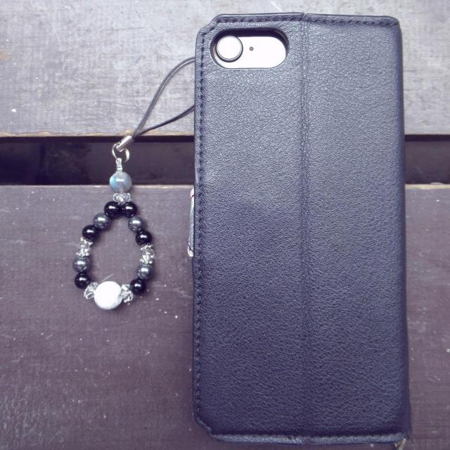 ハウライトxラブラドライトxオニキスストラップ 天然石 < 家電/AV ハウライトxラブラドライトxオニキスストラップ 天然石 < 家電/AVの