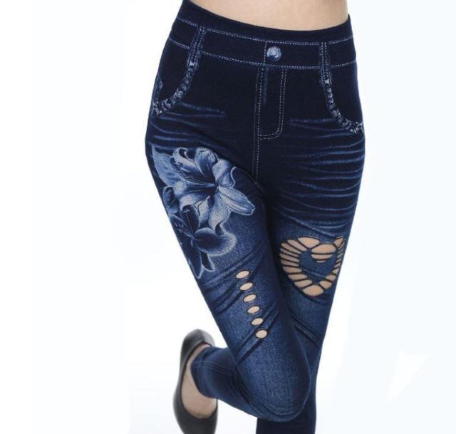 送料無料 レディース 切り抜き柄 デニム風 レギンスパンツ レギパン レギンス < 女性ファッション  送料無料 レディース 切り抜き柄 デニム風 レギンスパンツ レギパン レギンス < 女性ファッションの