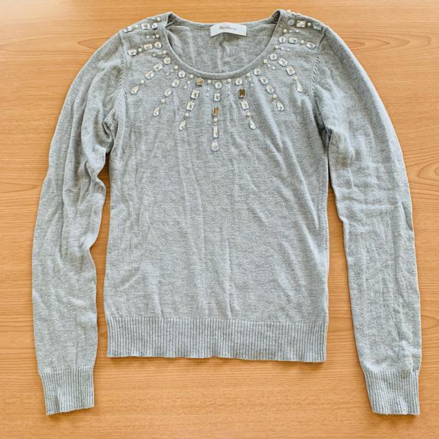 切手可 ビジュー付 トップス グレー < 女性ファッション 切手可 ビジュー付 トップス グレー < 女性ファッションの