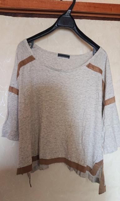 メランジ 杢ベージュ五分袖カットソー 日本製 Tシャツ < 女性ファッション  メランジ 杢ベージュ五分袖カットソー 日本製 Tシャツ  < 女性ファッションの