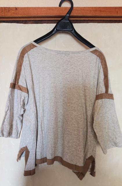 メランジ 杢ベージュ五分袖カットソー 日本製 Tシャツ < 女性ファッション  メランジ 杢ベージュ五分袖カットソー 日本製 Tシャツ < 女性ファッションの